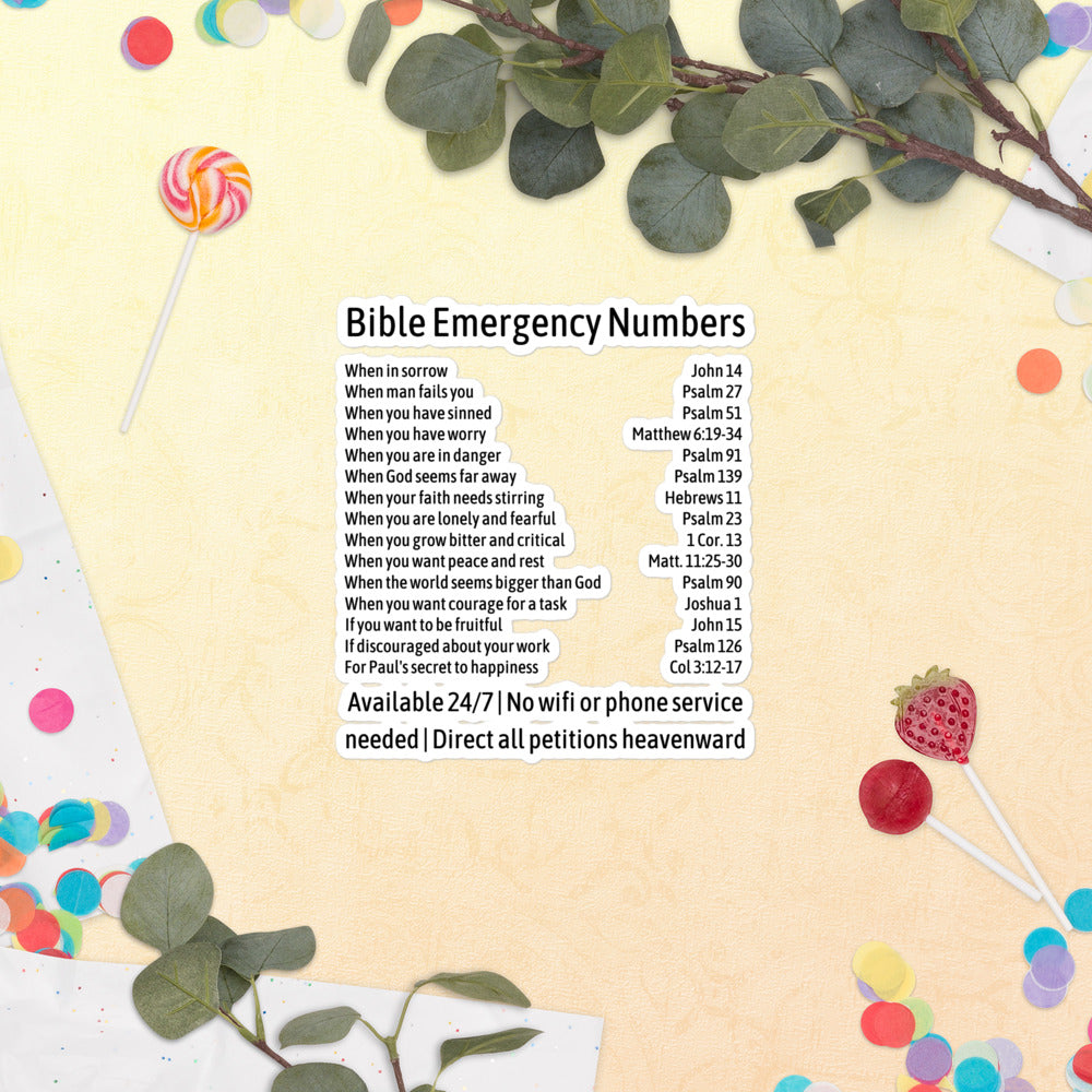 Bible Emergency Numbers Bubble-free stickers