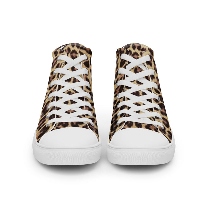 Leopard Men’s High Top Canvas Shoes