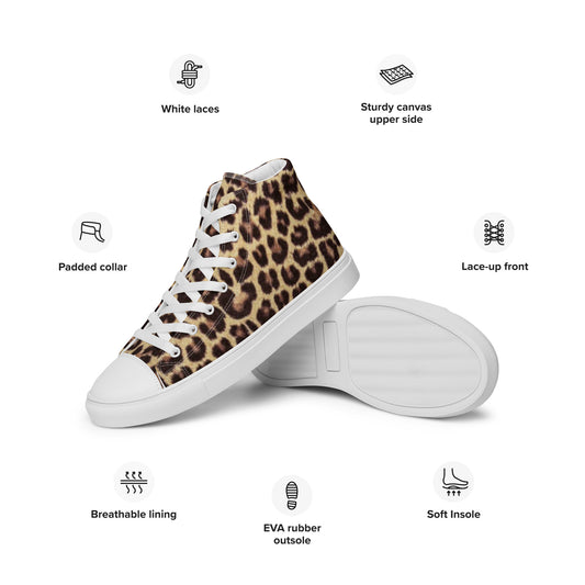 Leopard Men’s High Top Canvas Shoes