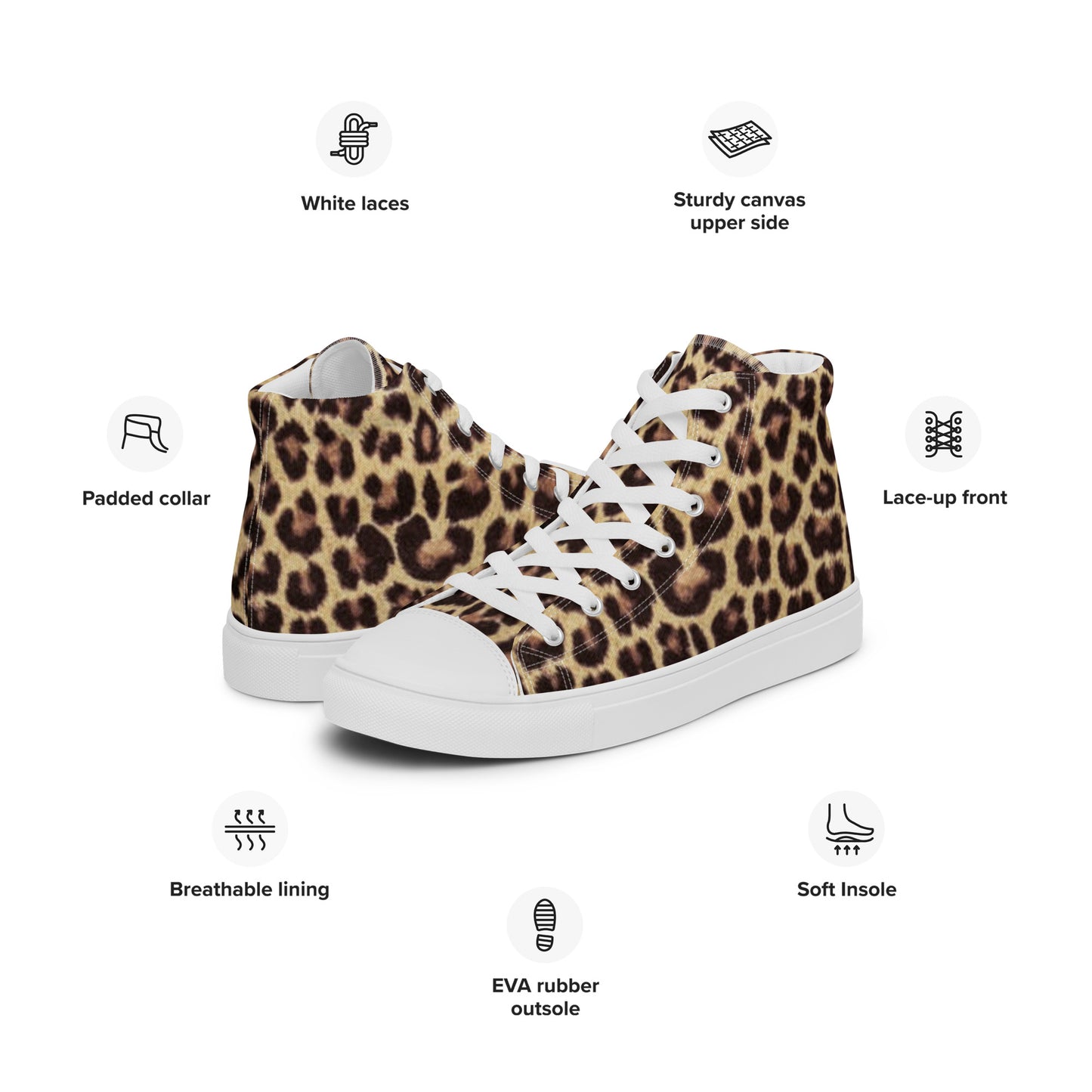 Leopard Men’s High Top Canvas Shoes