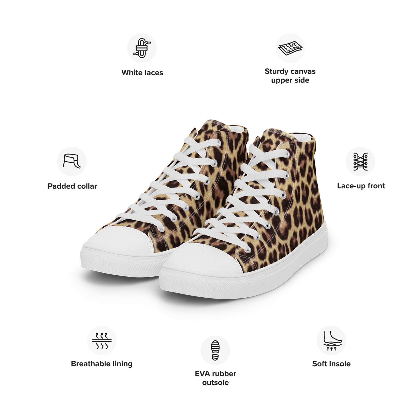 Leopard Men’s High Top Canvas Shoes