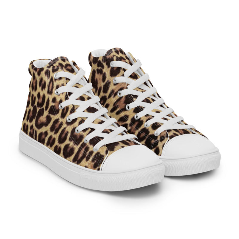 Leopard Men’s High Top Canvas Shoes