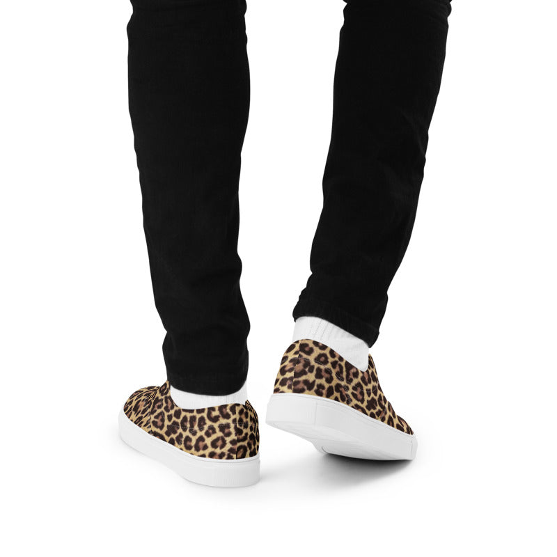 Leopard Men’s Lace-Up Canvas Shoes