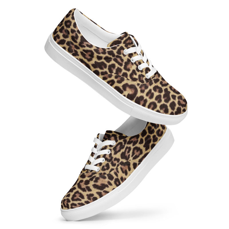 Leopard Men’s Lace-Up Canvas Shoes