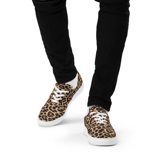 Leopard Men’s Lace-Up Canvas Shoes