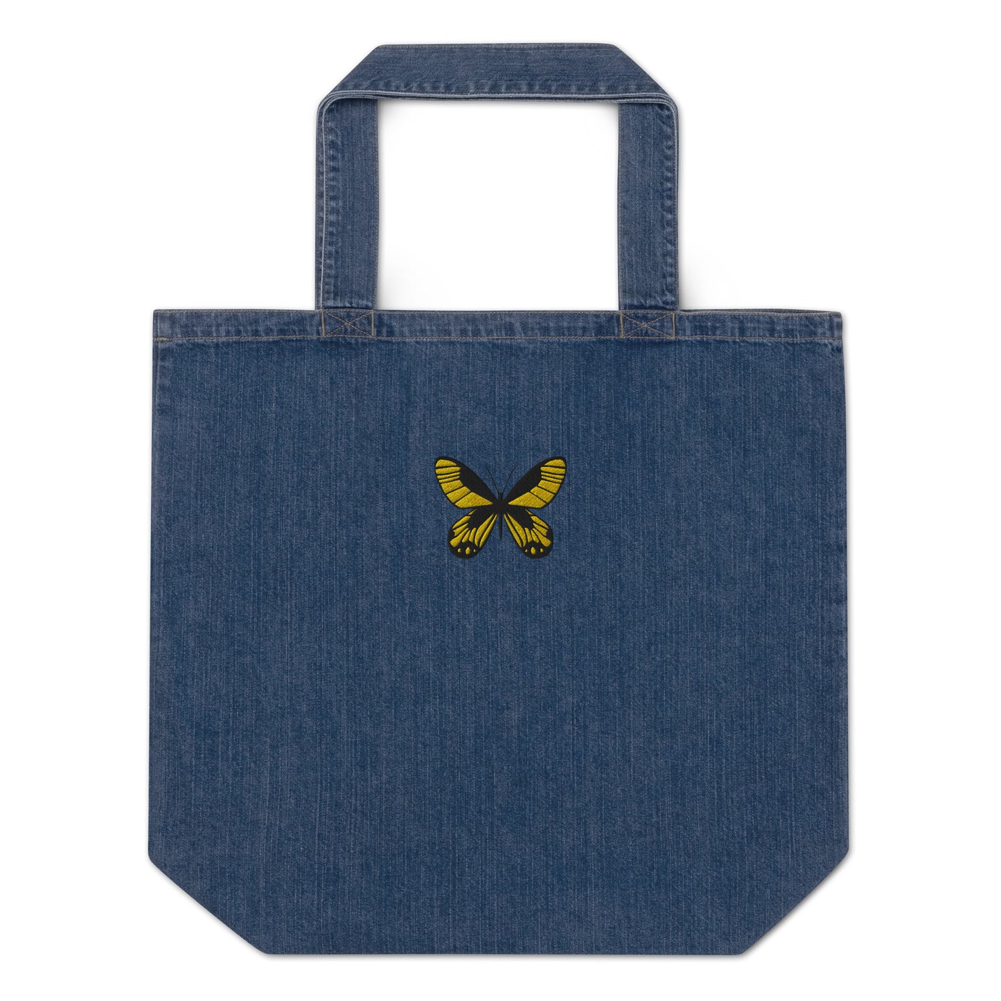 Yellow Butterfly Organic Denim Tote Bag