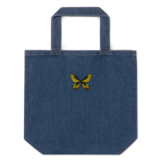 Yellow Butterfly Organic Denim Tote Bag