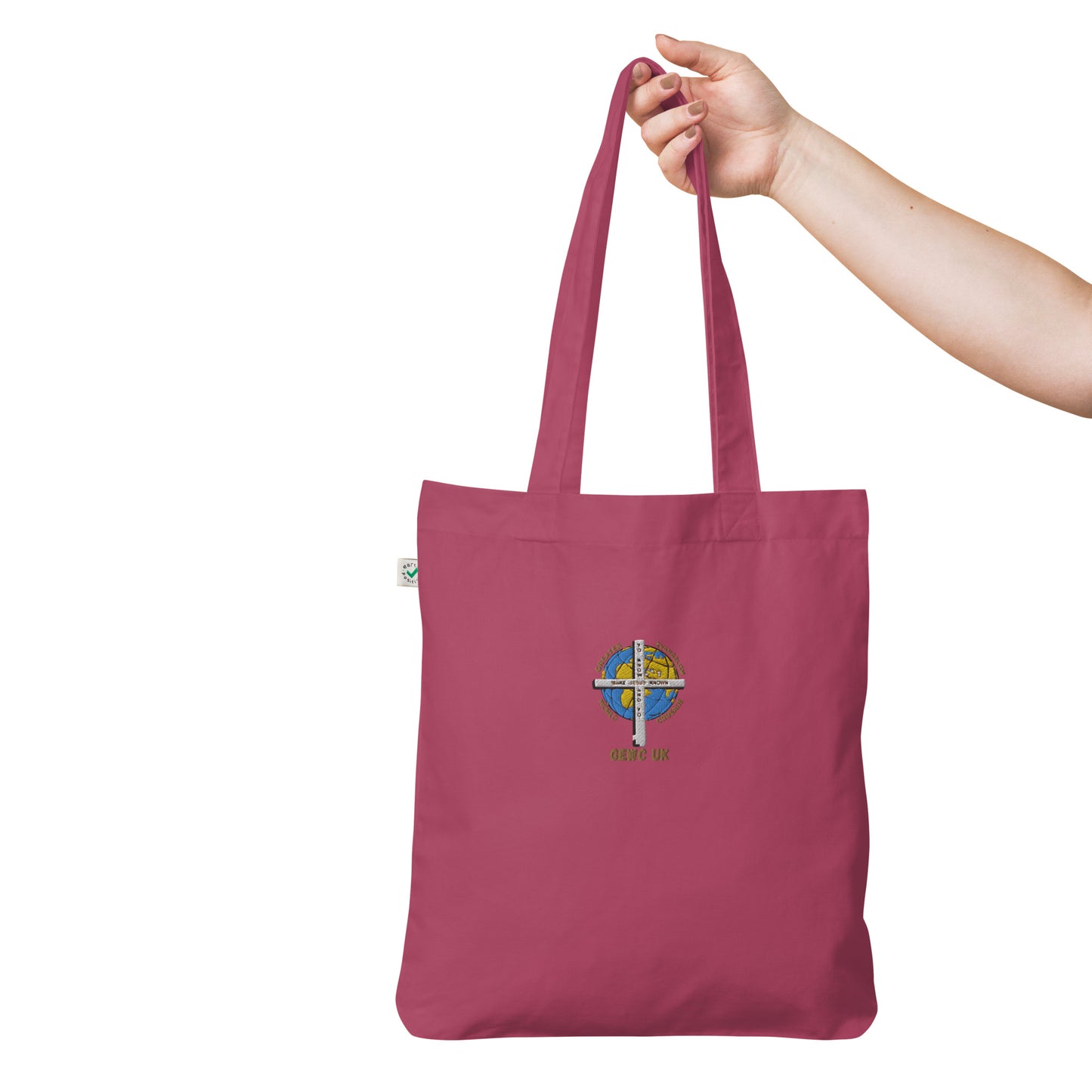 GEWC UK Embroidered Organic fashion tote bag