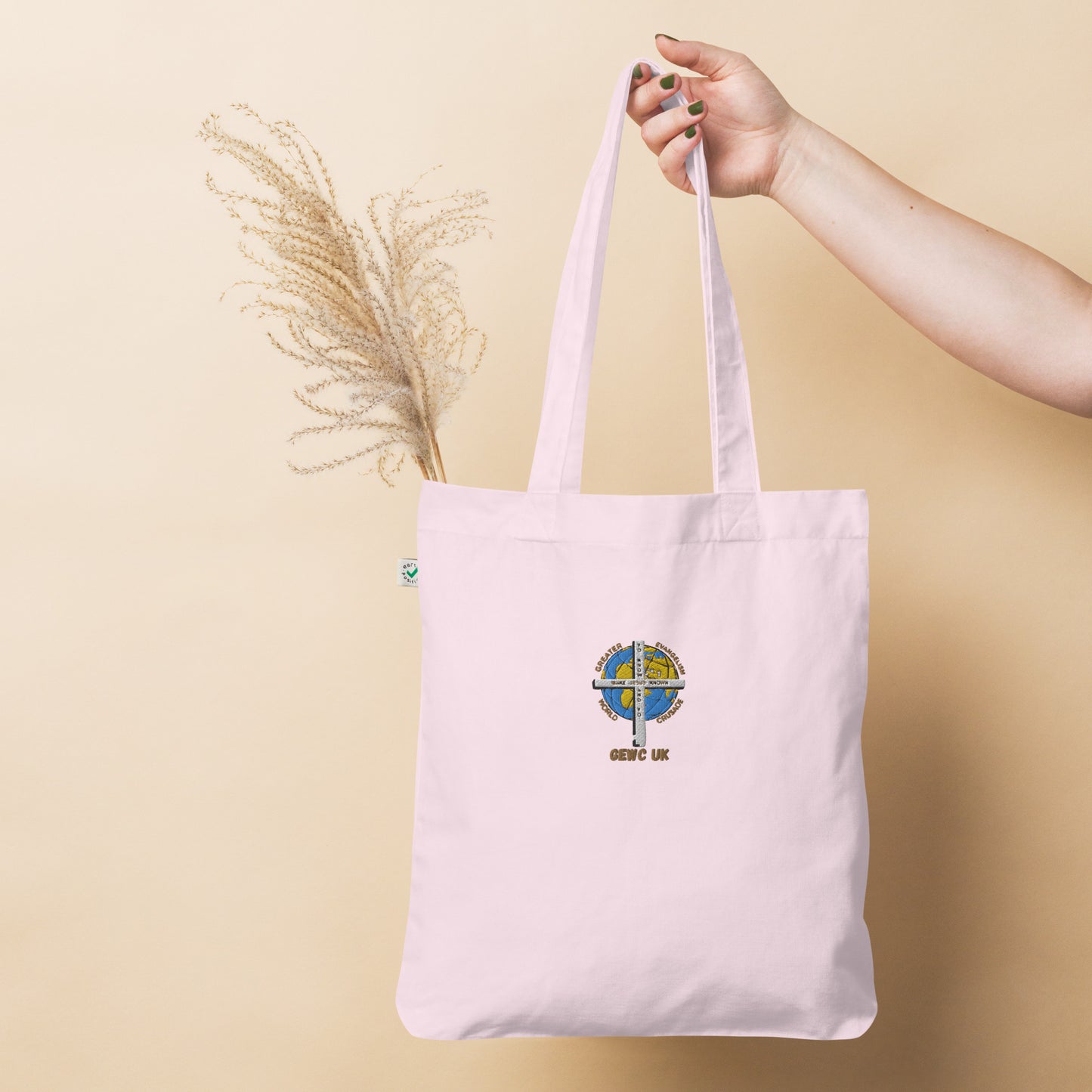 GEWC UK Embroidered Organic fashion tote bag