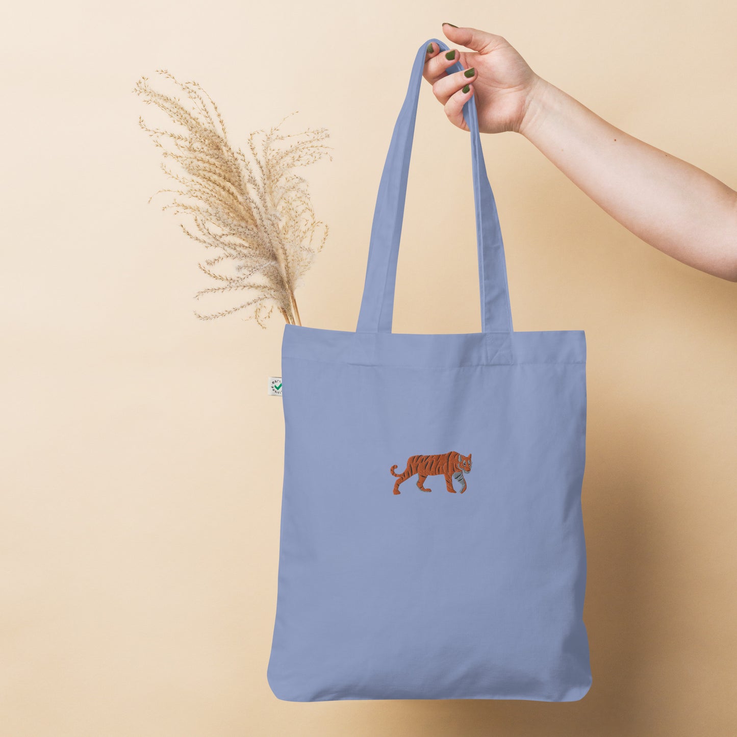 Tiger Embroidered Tote Bag
