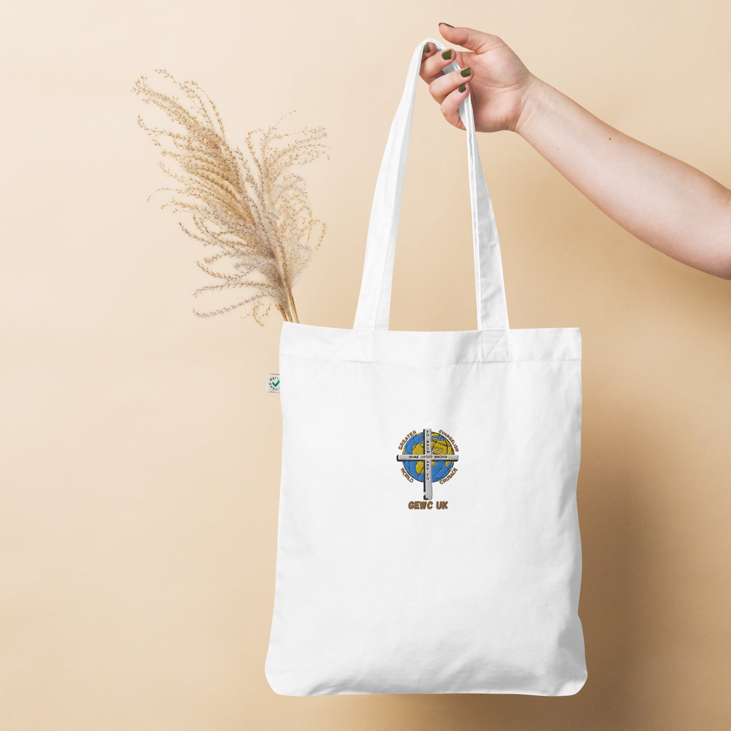 GEWC UK Embroidered Organic fashion tote bag