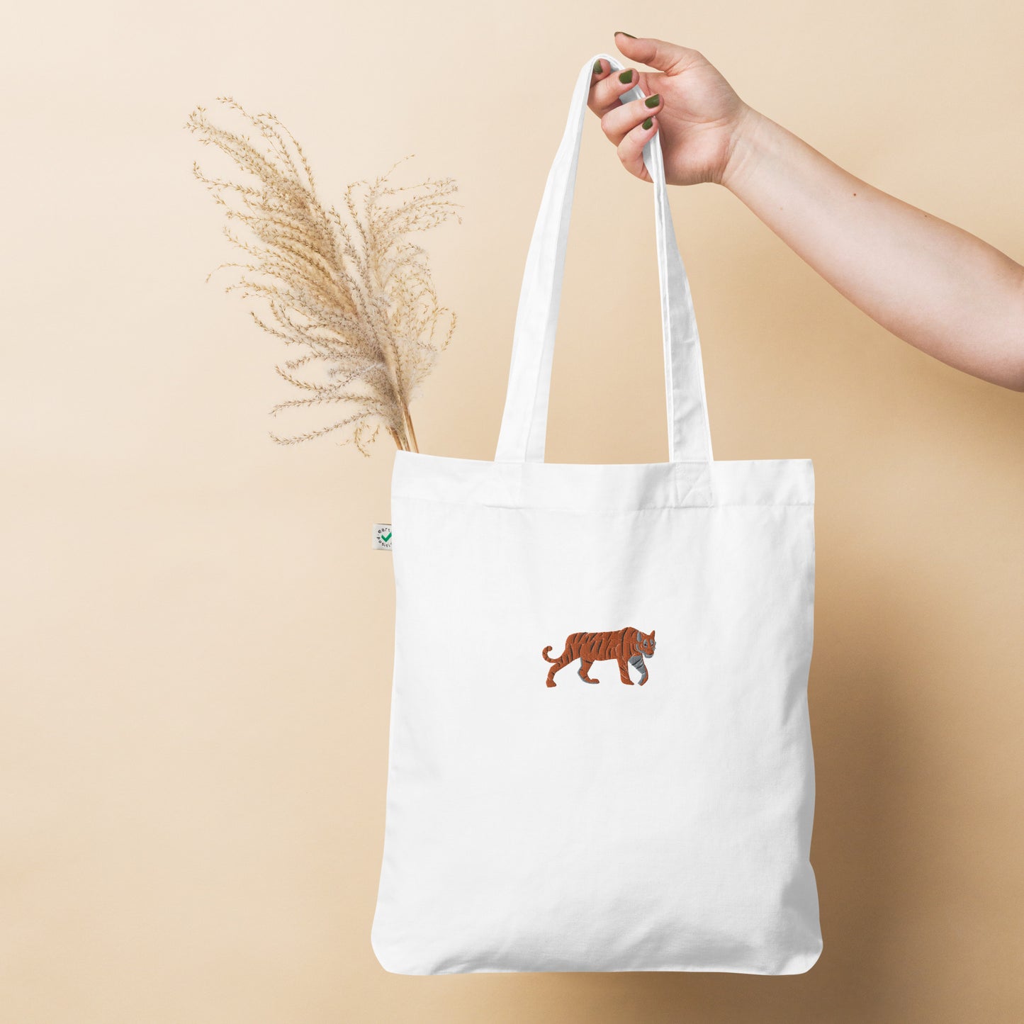 Tiger Embroidered Tote Bag