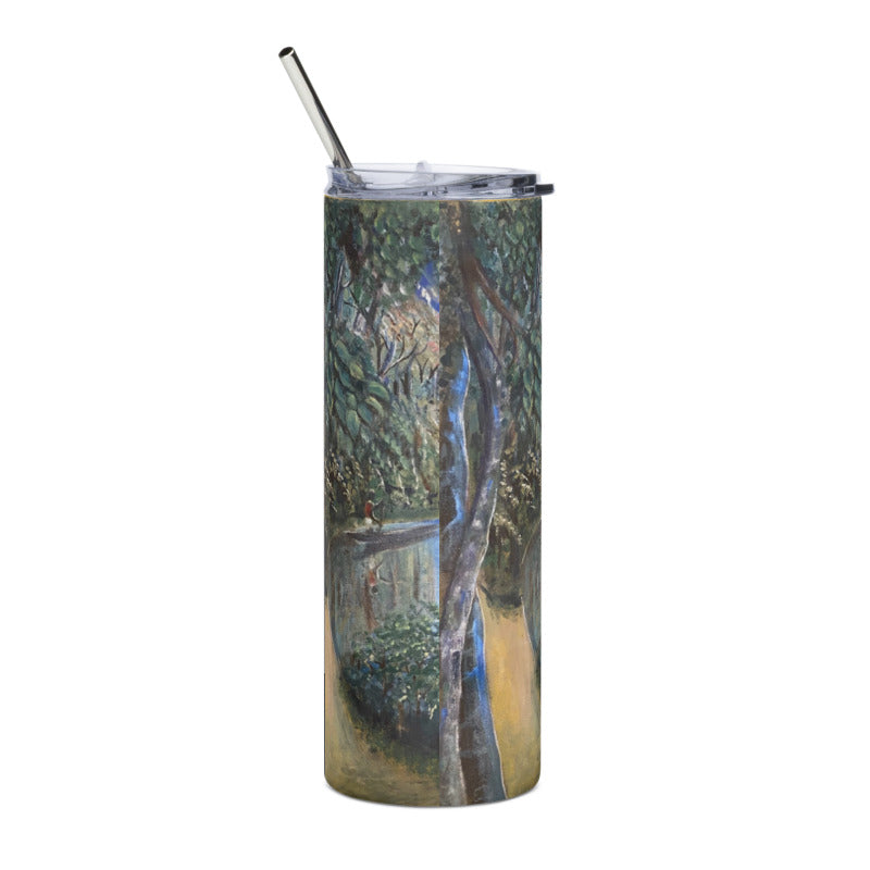 Canoeing In Lush Tropical Forest Art Print Stainless Steel Tumbler