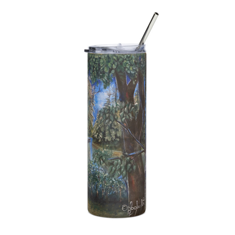 Canoeing In Lush Tropical Forest Art Print Stainless Steel Tumbler