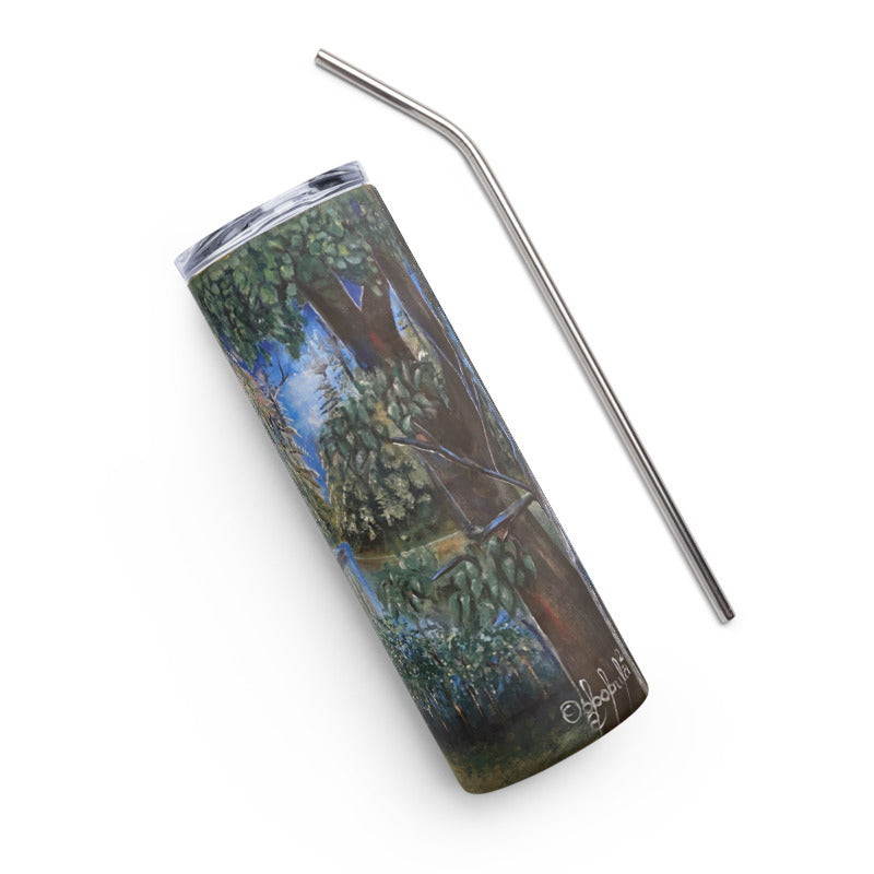 Canoeing In Lush Tropical Forest Art Print Stainless Steel Tumbler