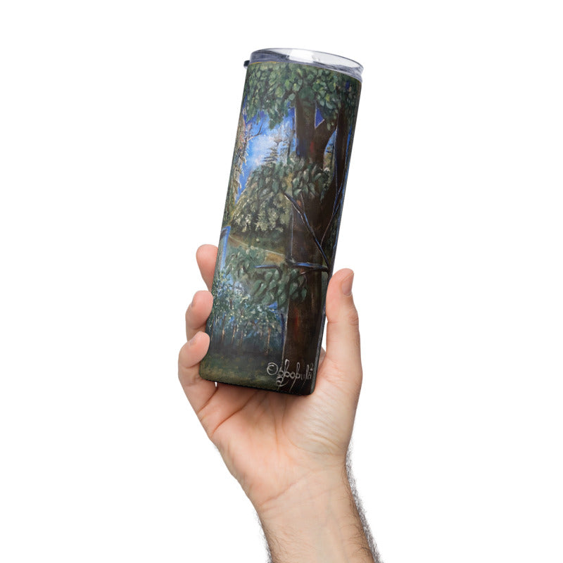 Canoeing In Lush Tropical Forest Art Print Stainless Steel Tumbler