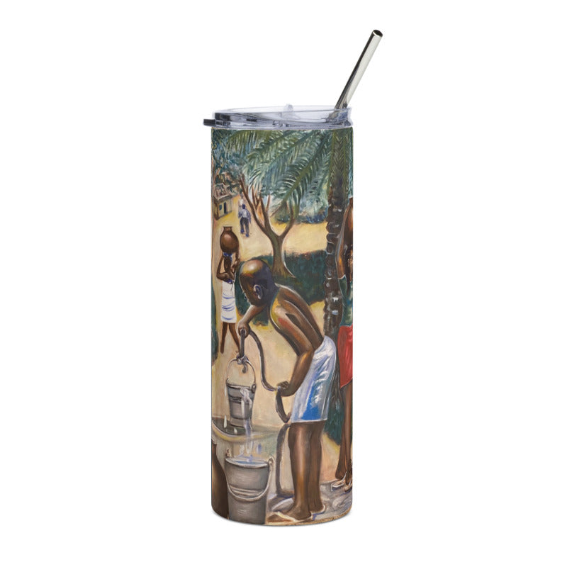 Fetching Water Native African Village Art Print Stainless Steel Tumbler