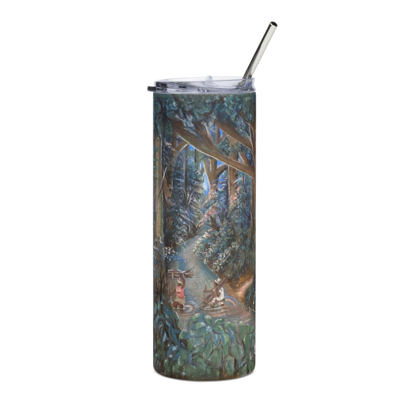 Crossing Stream In Lush Rainforest Art Print Stainless Steel Tumbler