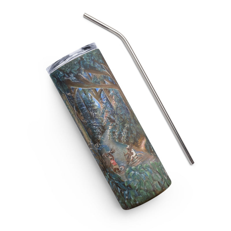 Crossing Stream In Lush Rainforest Art Print Stainless Steel Tumbler