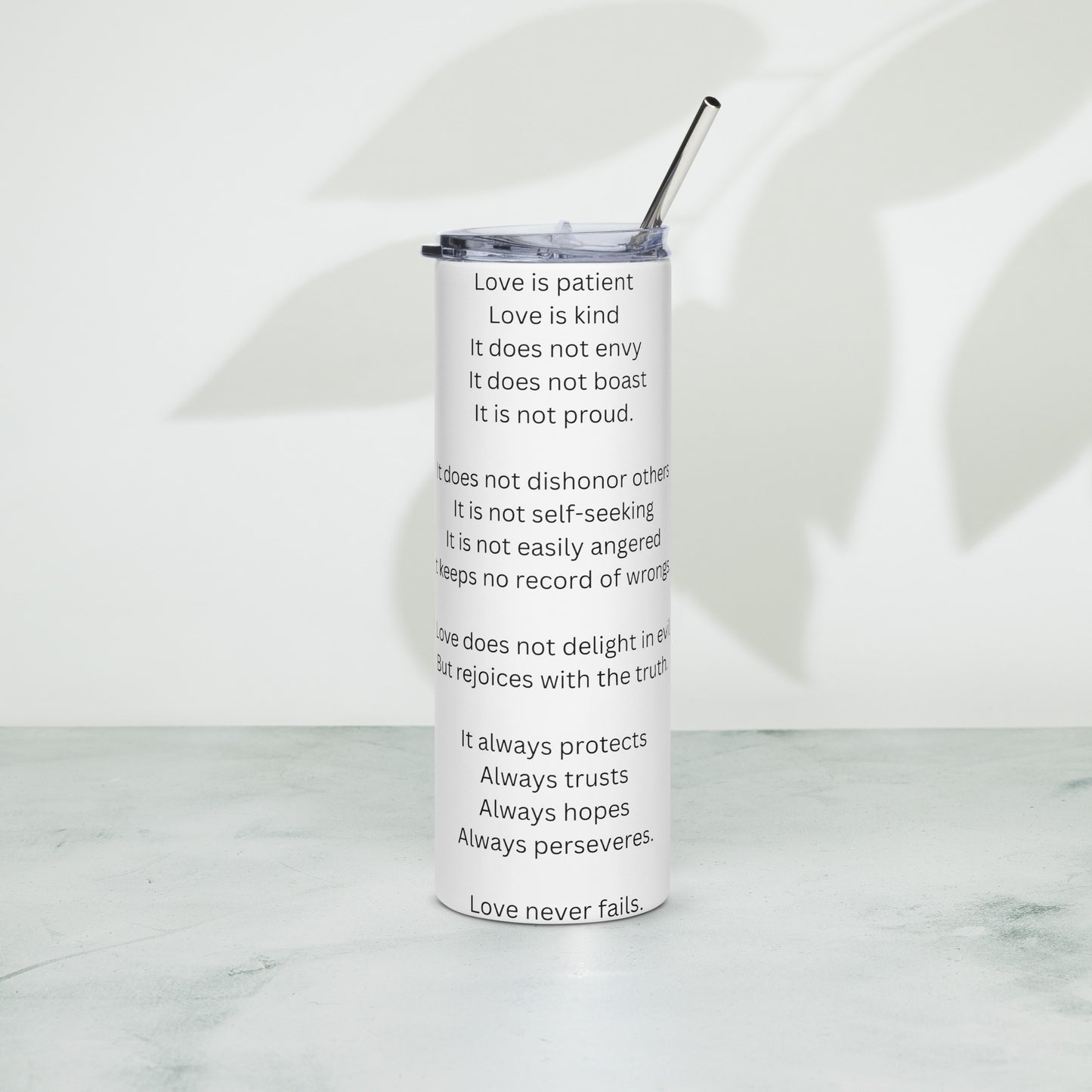 Love Is Patient Stainless Steel Tumbler