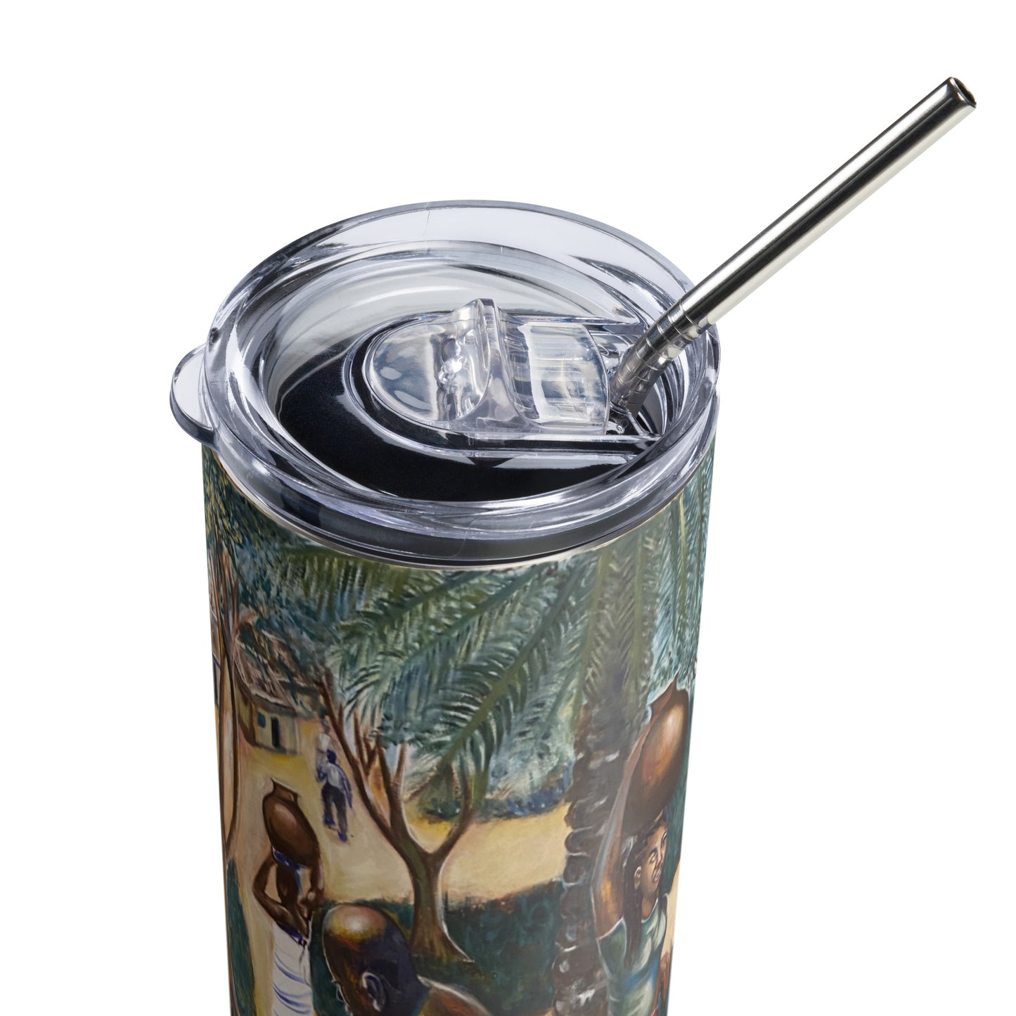 Fetching Water Native African Village Art Print Stainless Steel Tumbler