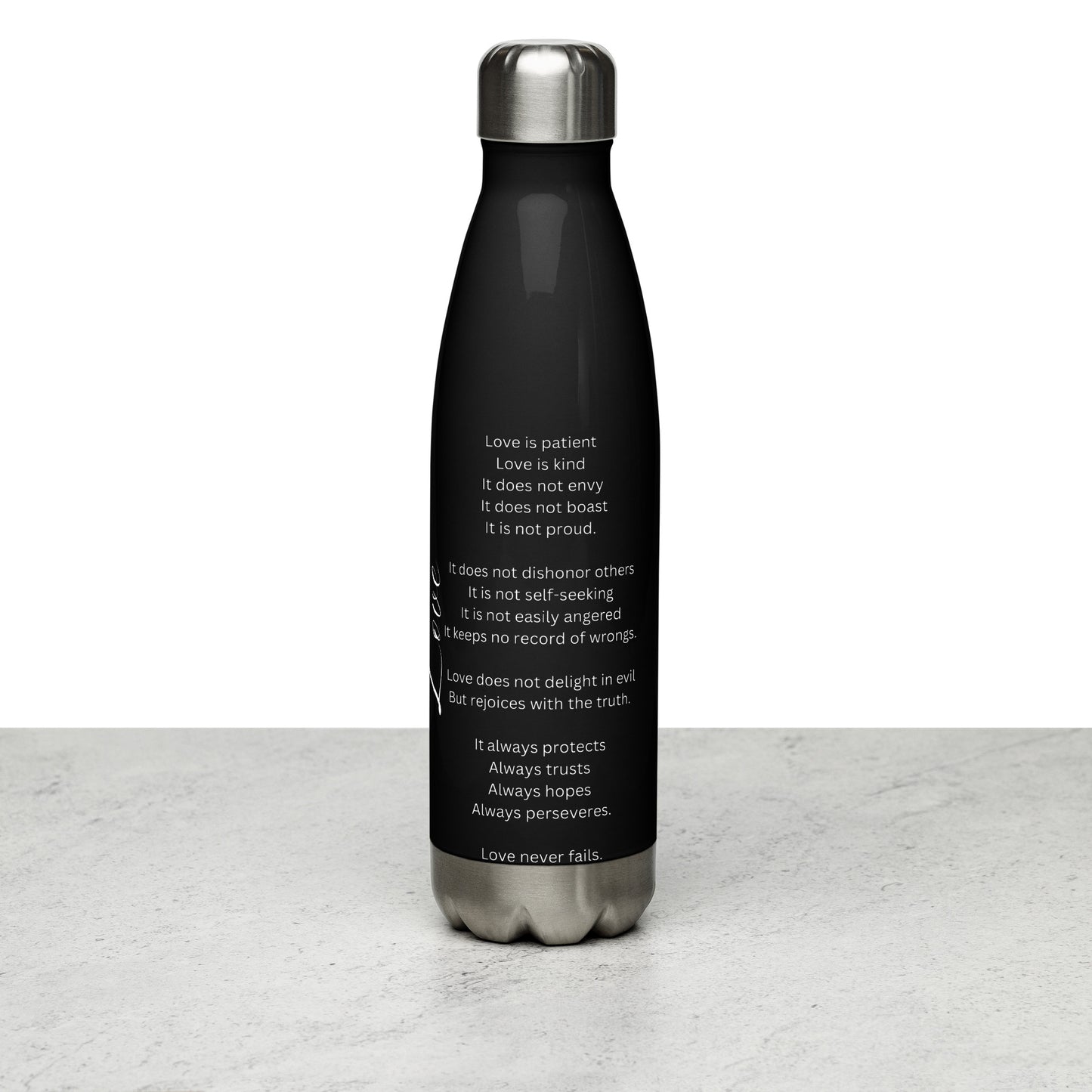 Love Is Patient Stainless Steel Water Bottle