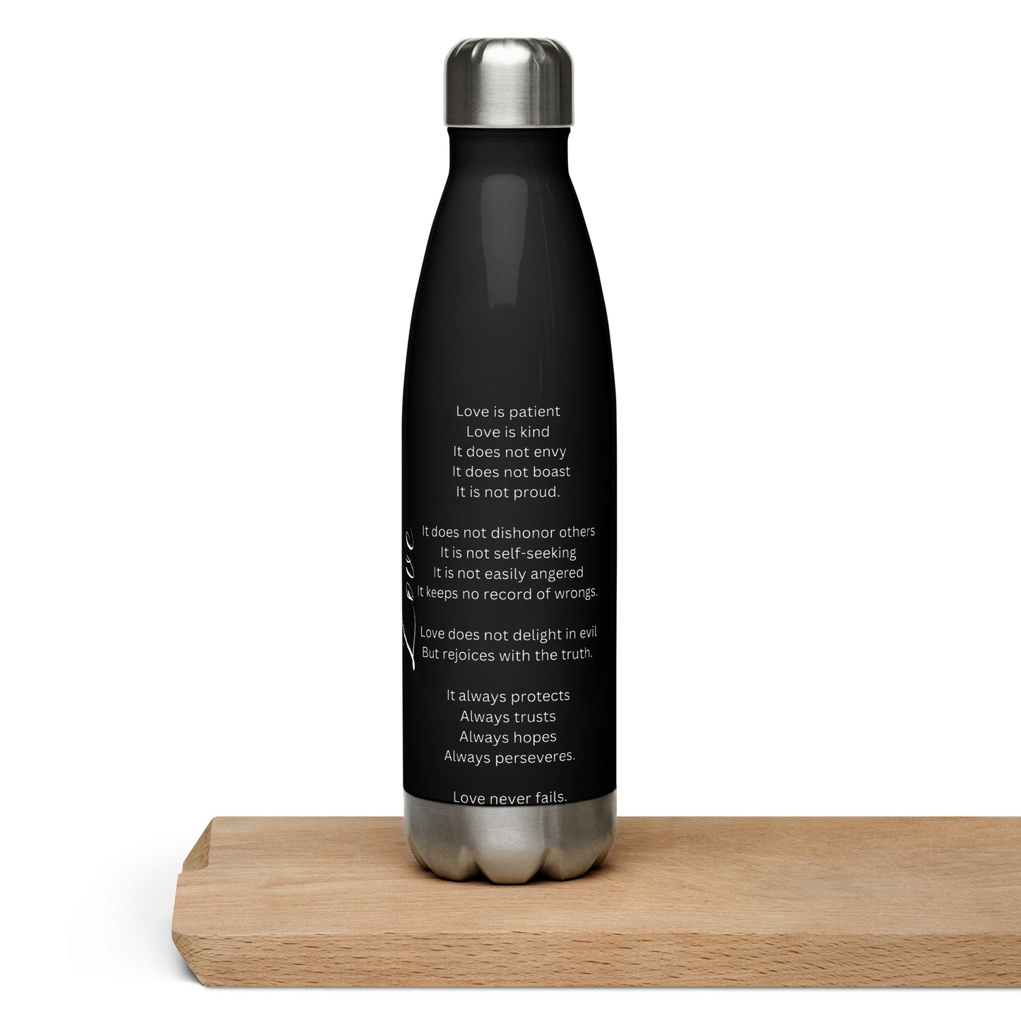 Love Is Patient Stainless Steel Water Bottle