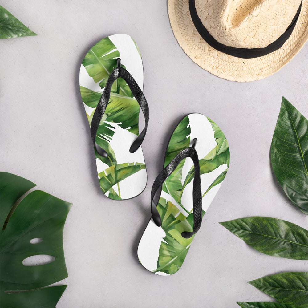 Leaves Print Flip-Flops