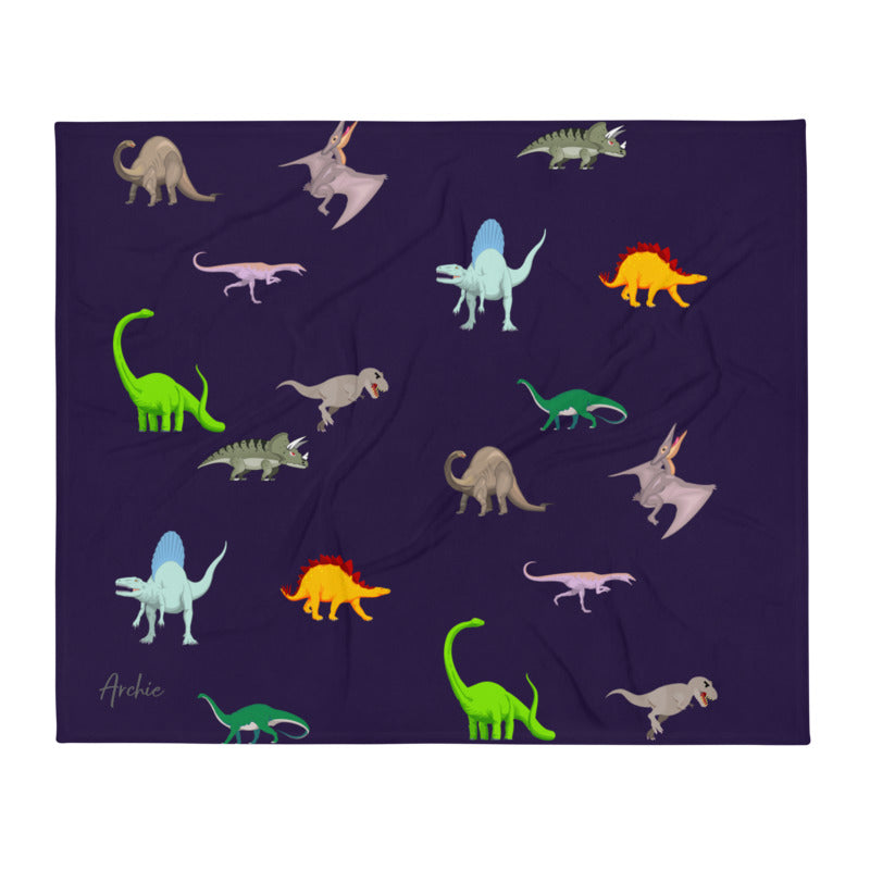 Personalised Dinosaur Throw Blanket