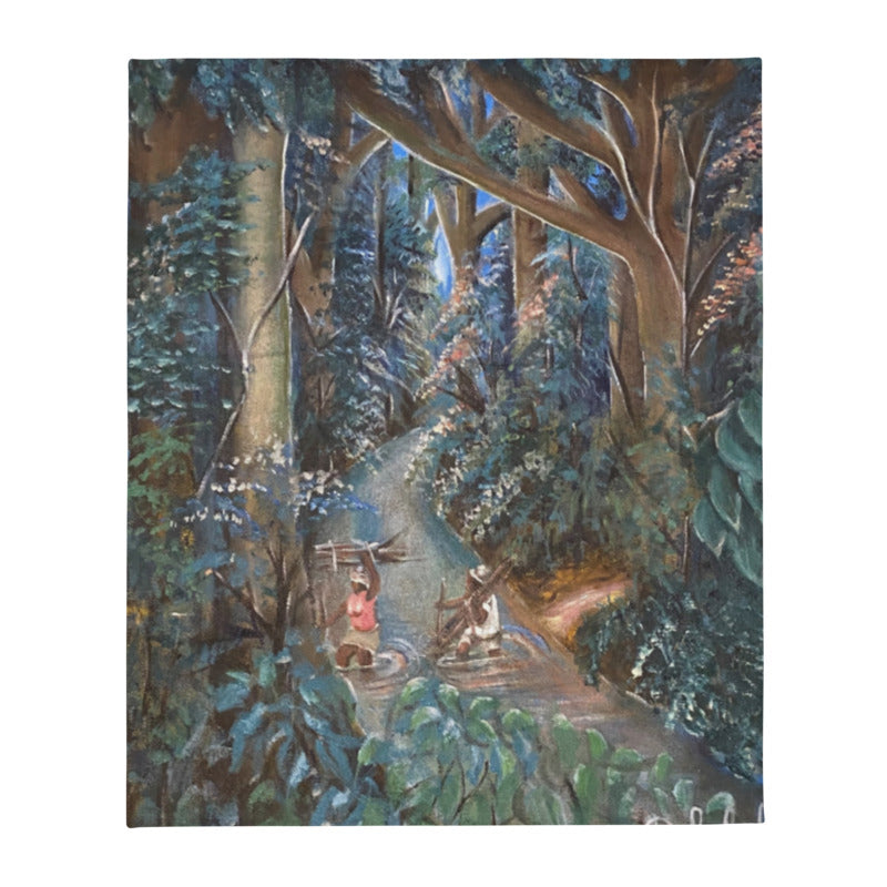 Art Print Stream Crossing Throw Blanket