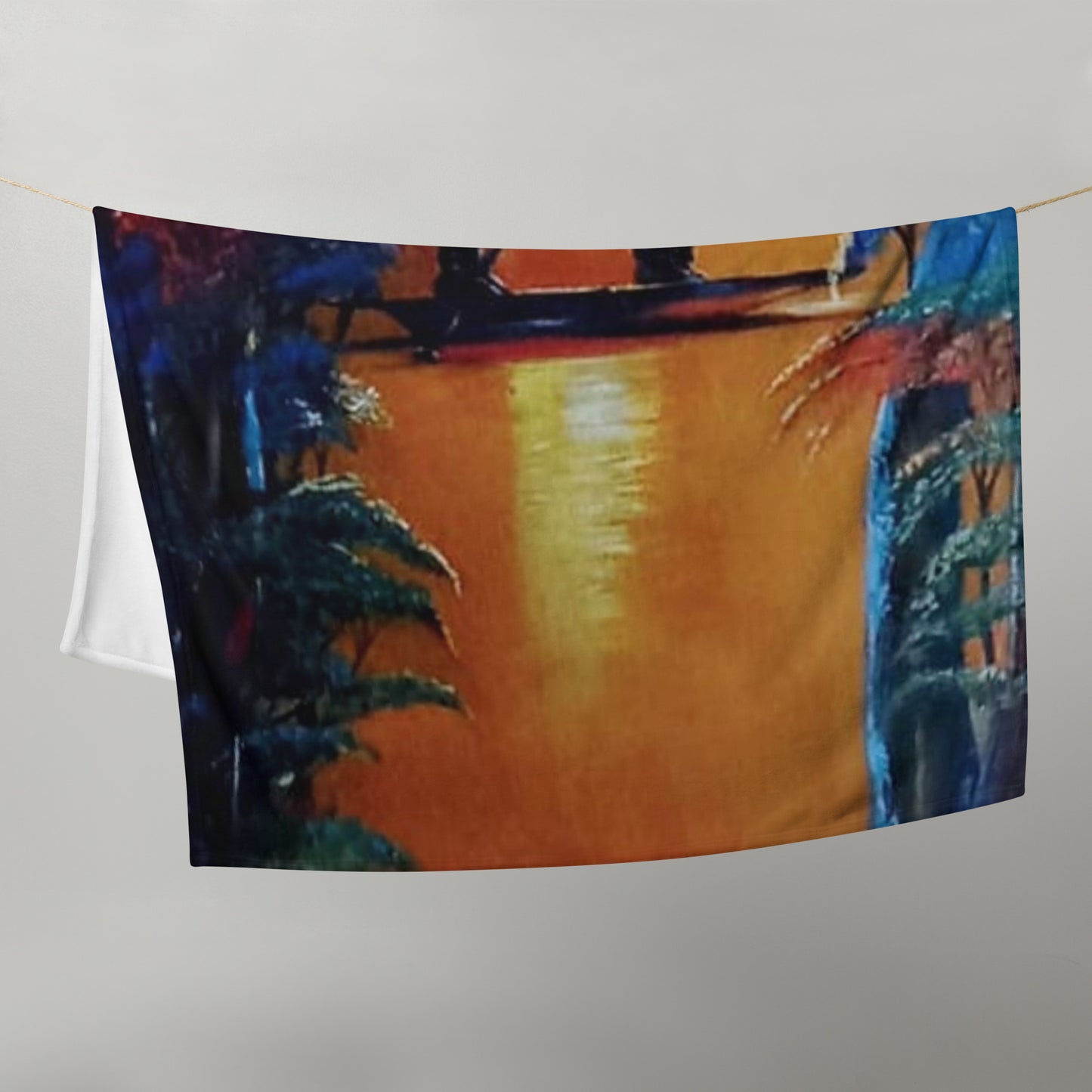 Art Print Sunset Canoeing Throw Blanket