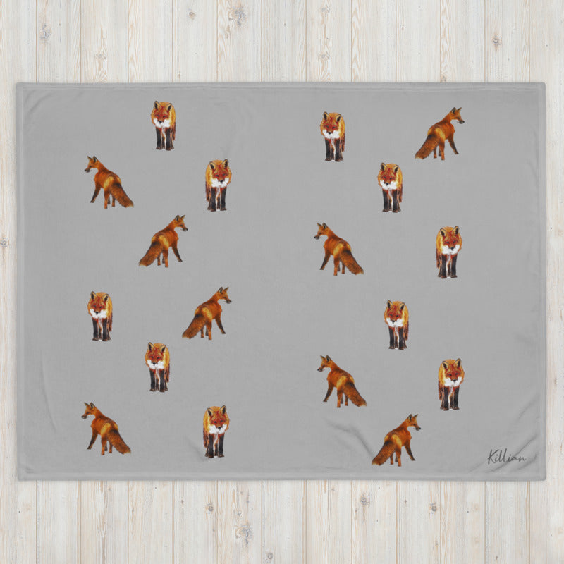 Personalised Red Fox Throw Blanket