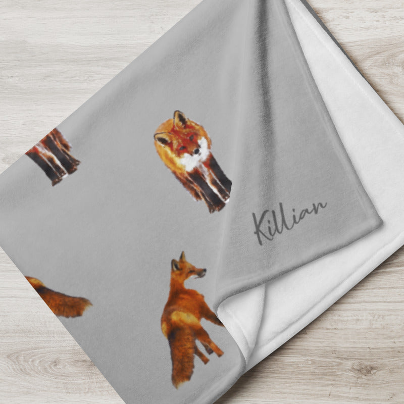 Personalised Red Fox Throw Blanket