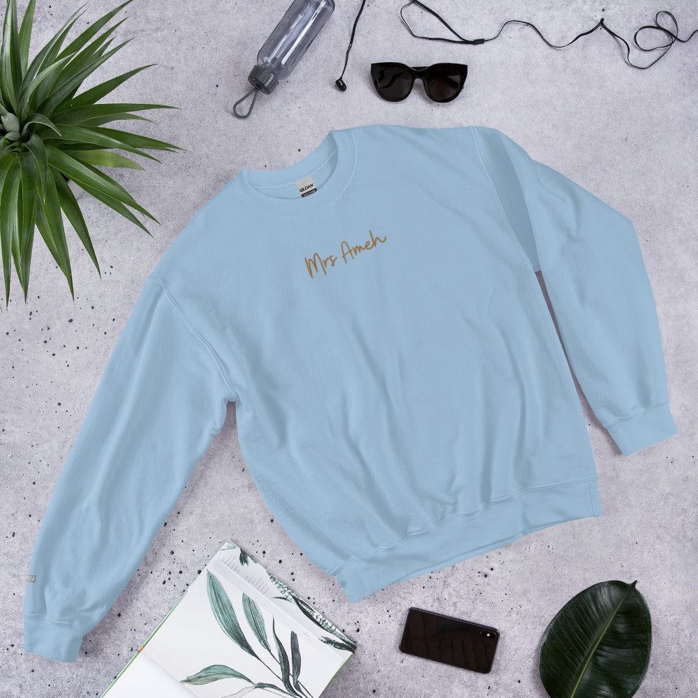 Personalised Mrs Embroidered Sweatshirt