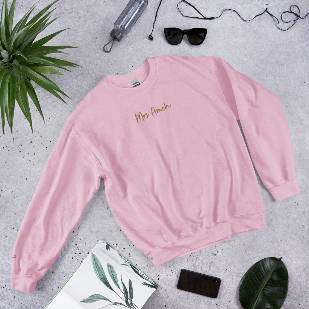 Personalised Mrs Embroidered Sweatshirt