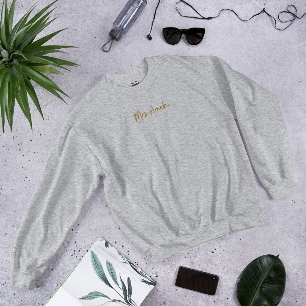 Personalised Mrs Embroidered Sweatshirt