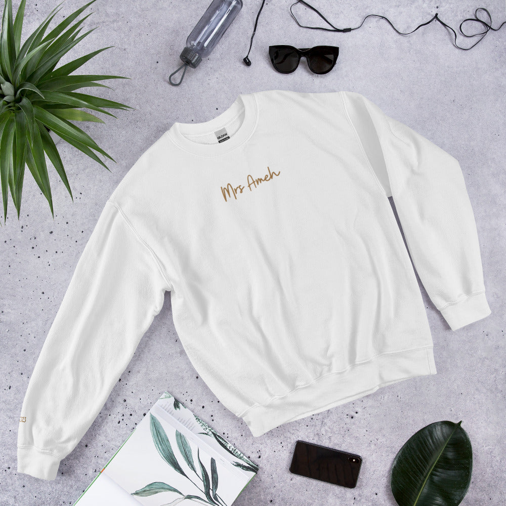 Personalised Mrs Embroidered Sweatshirt