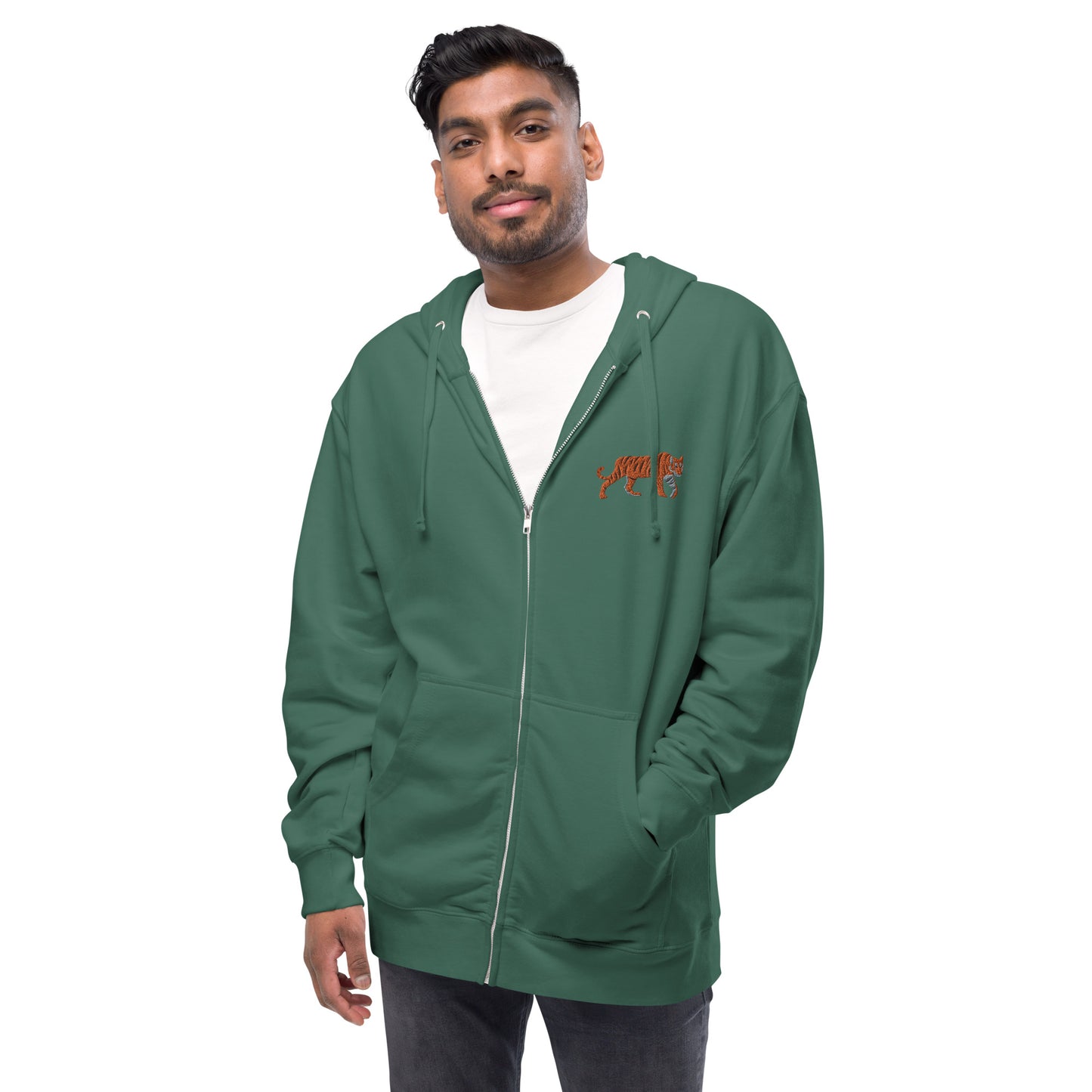 Tiger Unisex Fleece Zip Up Hoodie