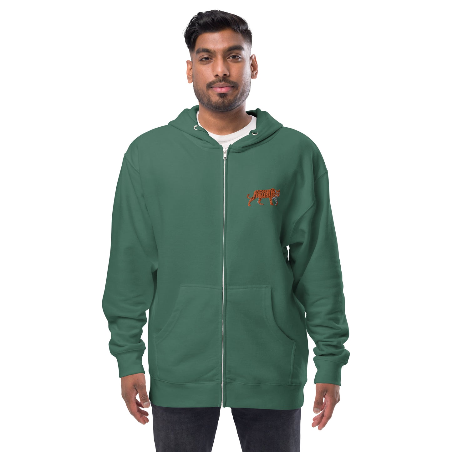 Tiger Unisex Fleece Zip Up Hoodie