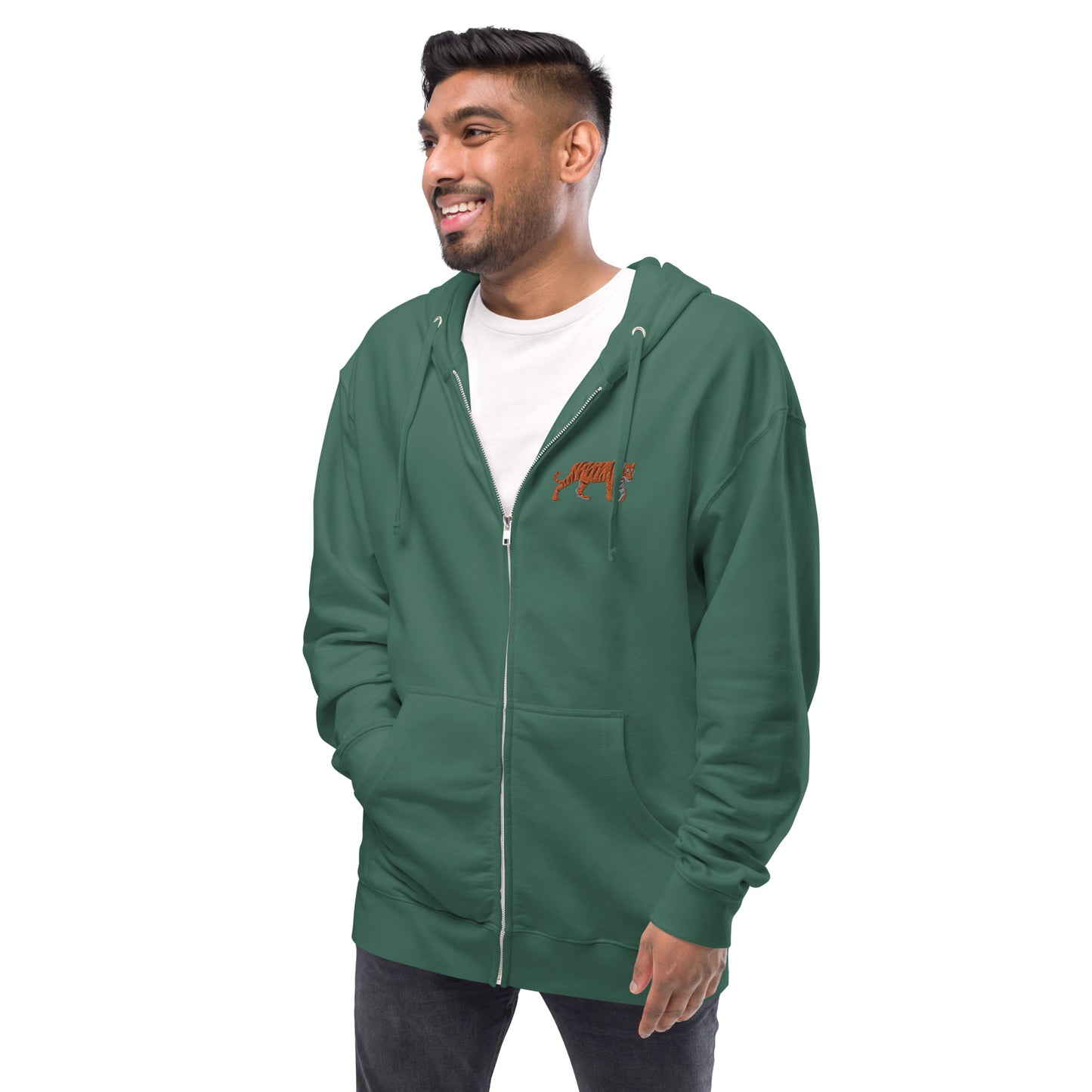 Tiger Unisex Fleece Zip Up Hoodie