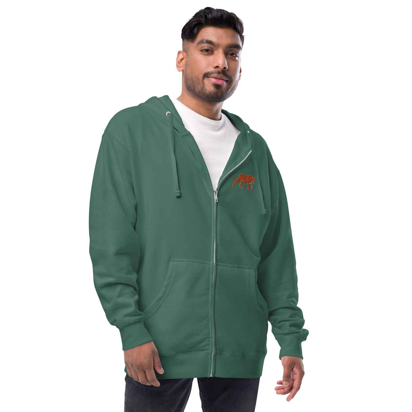 Tiger Unisex Fleece Zip Up Hoodie