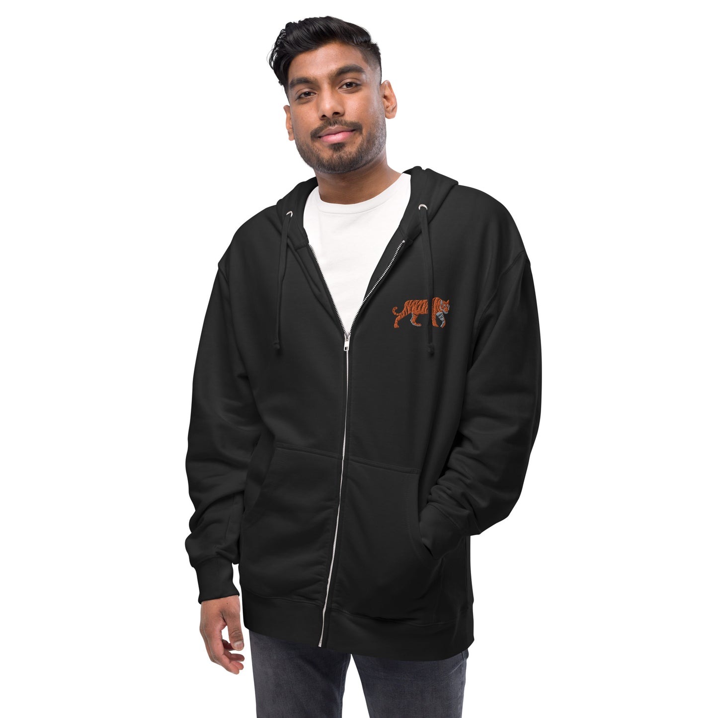 Tiger Unisex Fleece Zip Up Hoodie