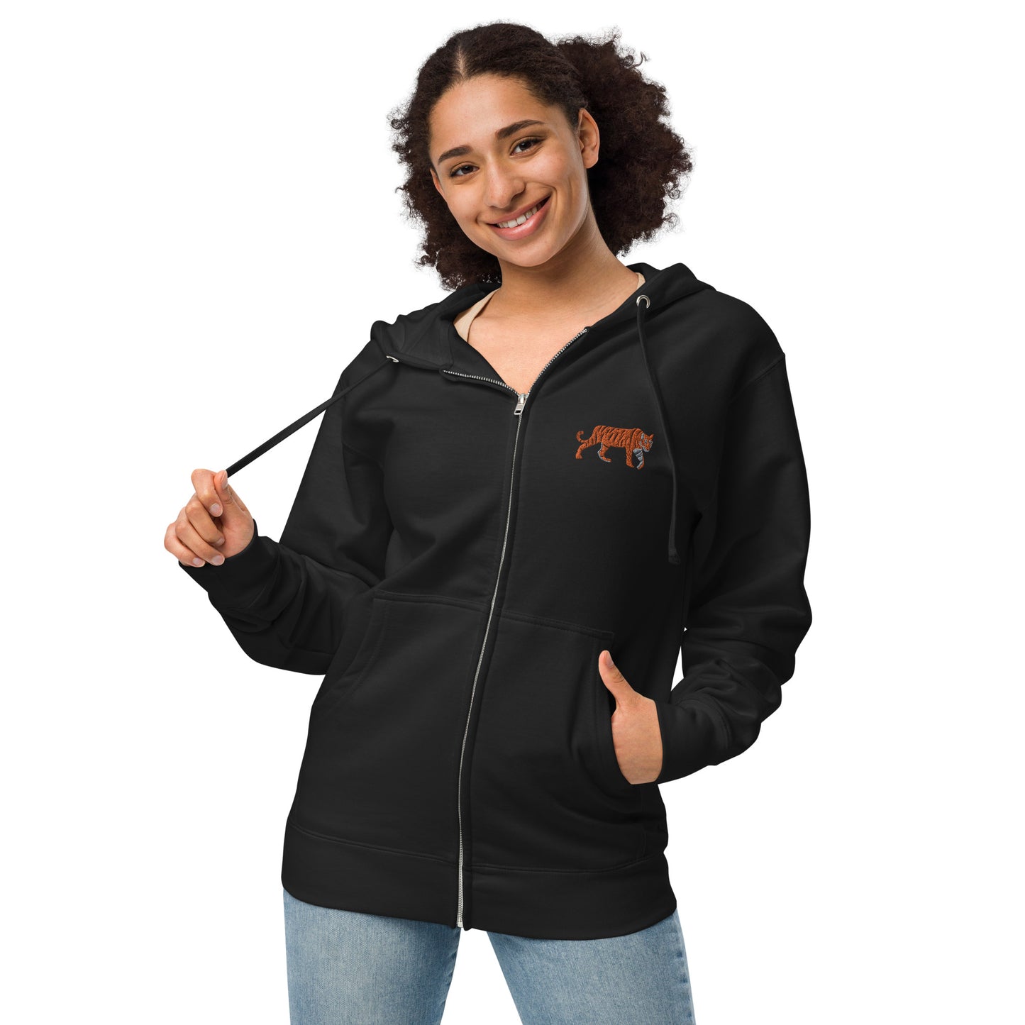 Tiger Unisex Fleece Zip Up Hoodie