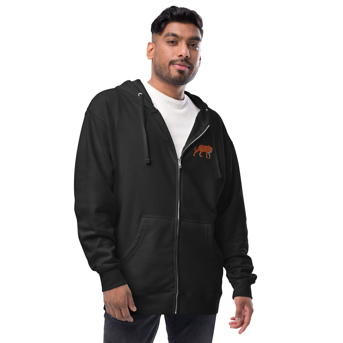 Tiger Unisex Fleece Zip Up Hoodie