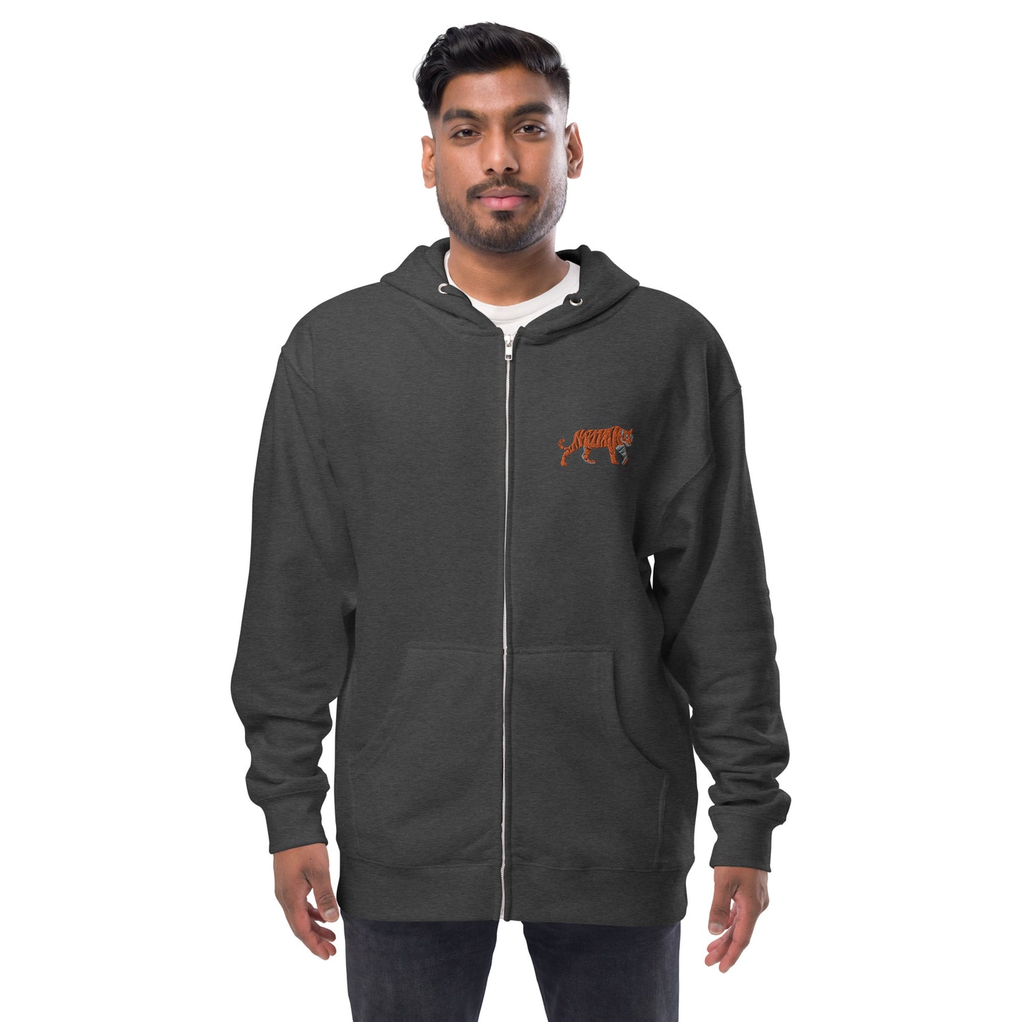 Tiger Unisex Fleece Zip Up Hoodie