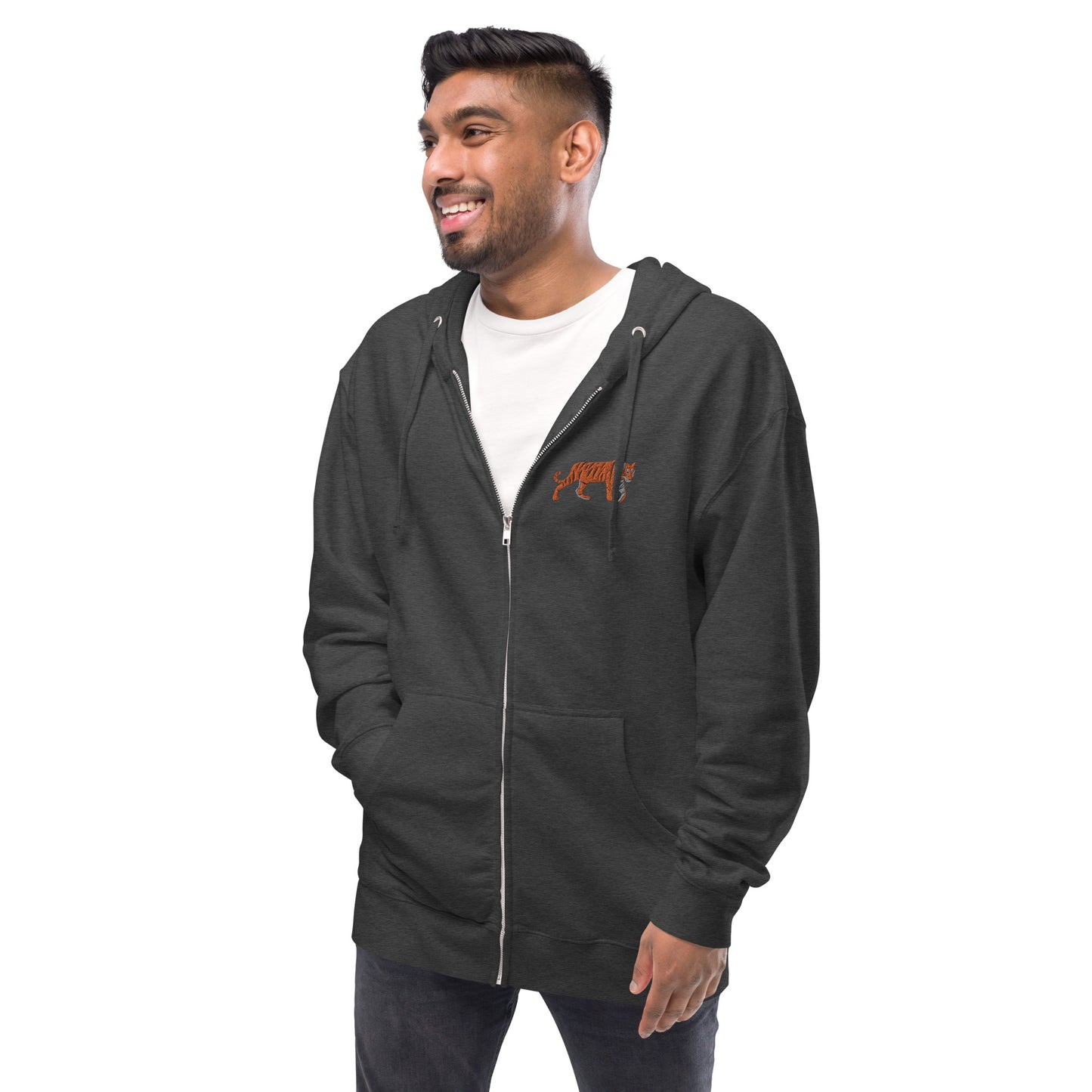 Tiger Unisex Fleece Zip Up Hoodie