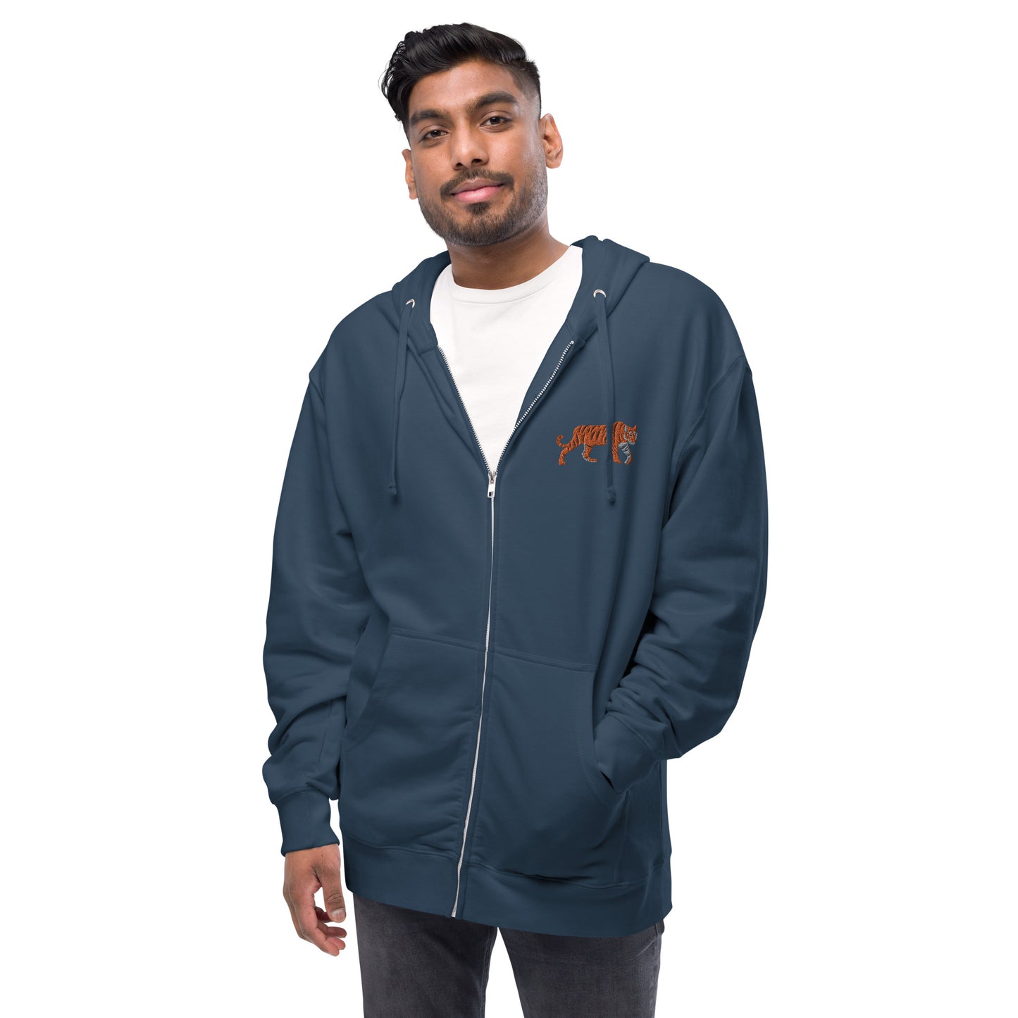 Tiger Unisex Fleece Zip Up Hoodie