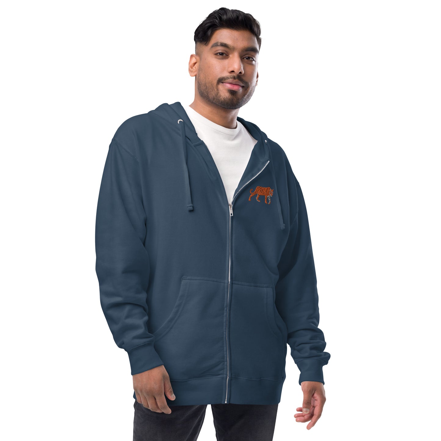 Tiger Unisex Fleece Zip Up Hoodie