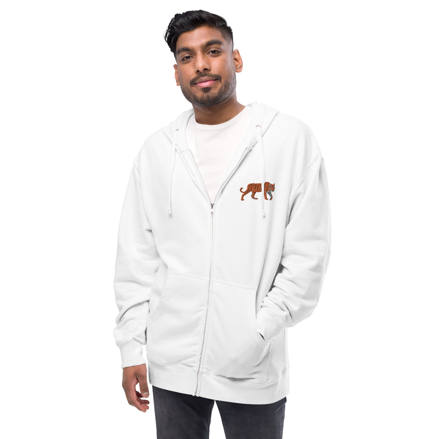 Tiger Unisex Fleece Zip Up Hoodie