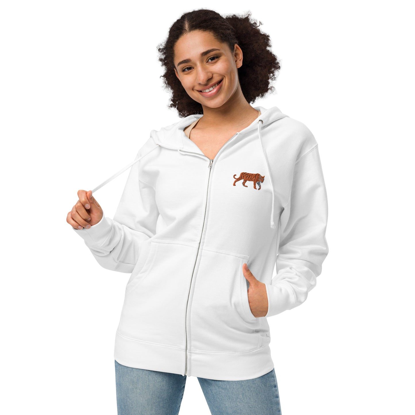 Tiger Unisex Fleece Zip Up Hoodie